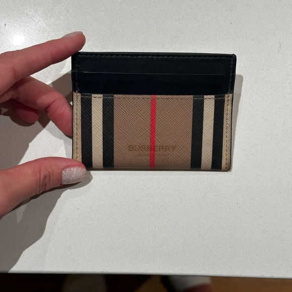 Burberry Check Pattern Leather Card Holder - Picture 4 of 4